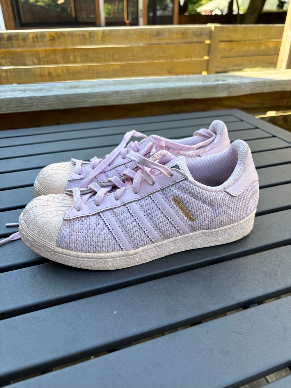 Adidas superstar shelltoe womens 6 pink colorway shoes